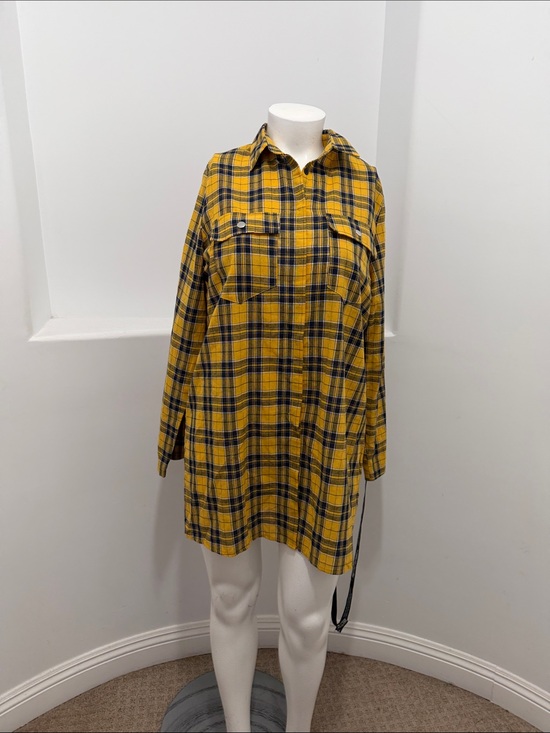 PrettyLittleThing Dresses & Skirts - PrettyLittleThing Yellow & Black Plaid Long Sleeve Shirt Dress